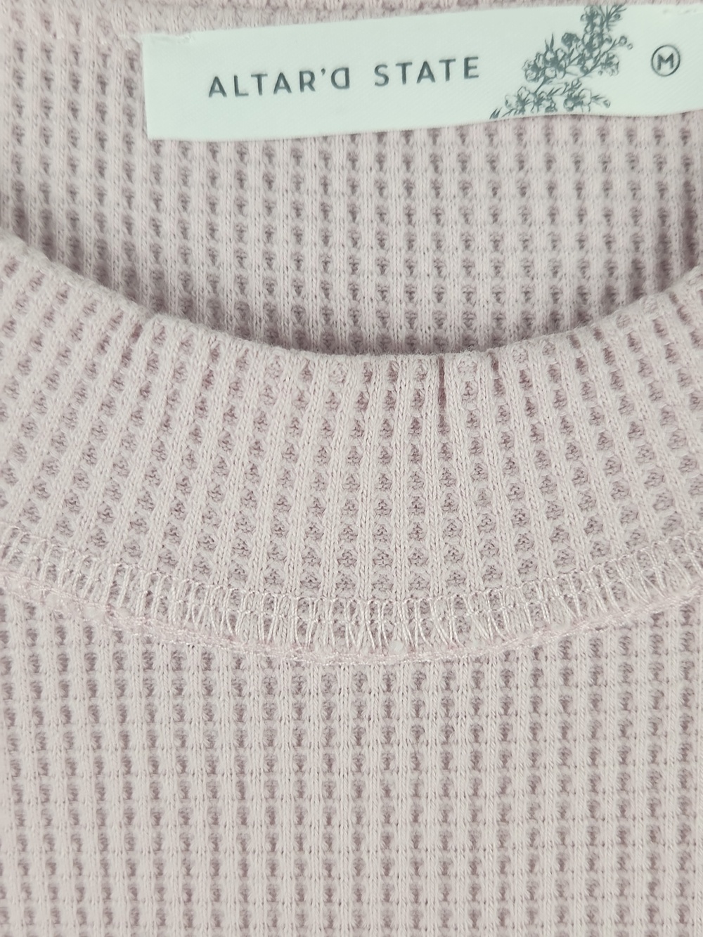 Waffle Knit Short Sleeve Top - Light Pink - Picture 3 of 7
